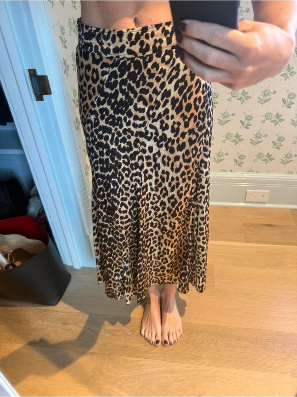 Ganni Leopard Print Midi Skirt - Brown/Black